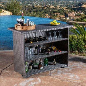 Outdoor Wicker Bar, Dark Brown